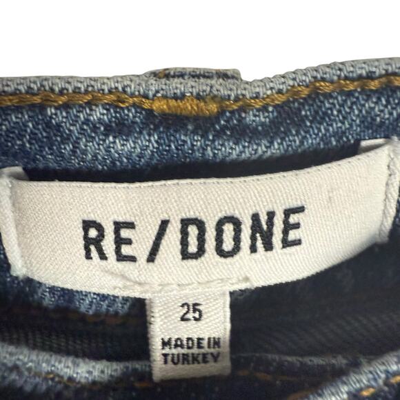 Re/Done 90s High Rise Ankle Crop Distressed Denim Blue Jeans Size 25 - Picture 9 of 14